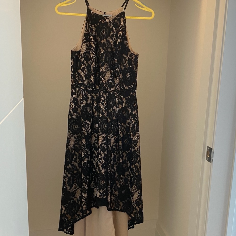 Aidan Mattox Hi-Low Black Lace Dress